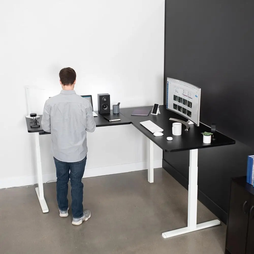 L-Shaped Memory Control Standing Desk