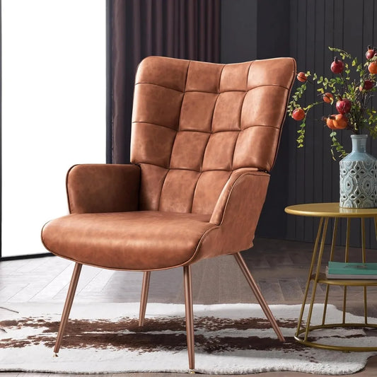 Wingback Tufted PU Leather Accent Chair