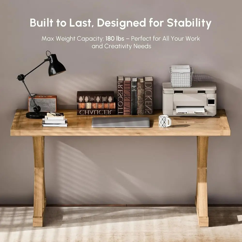 Rustic X-Trestle Writing Desk
