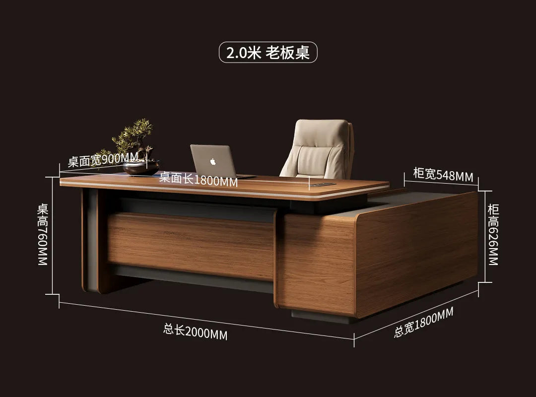 Designer Italian Solid Wood Executive L-Shaped Desk