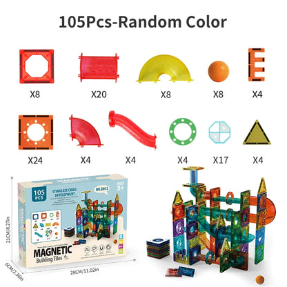 Clear Magnetic Tiles - STEM Marble Run Blocks