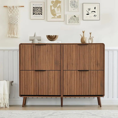 Walnut 4-Door Shoe Cabinet