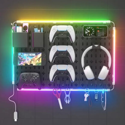 9-in-1 RGB Gaming Wall Pegboard Kit