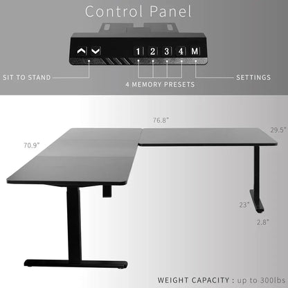 L-Shaped Memory Control Standing Desk