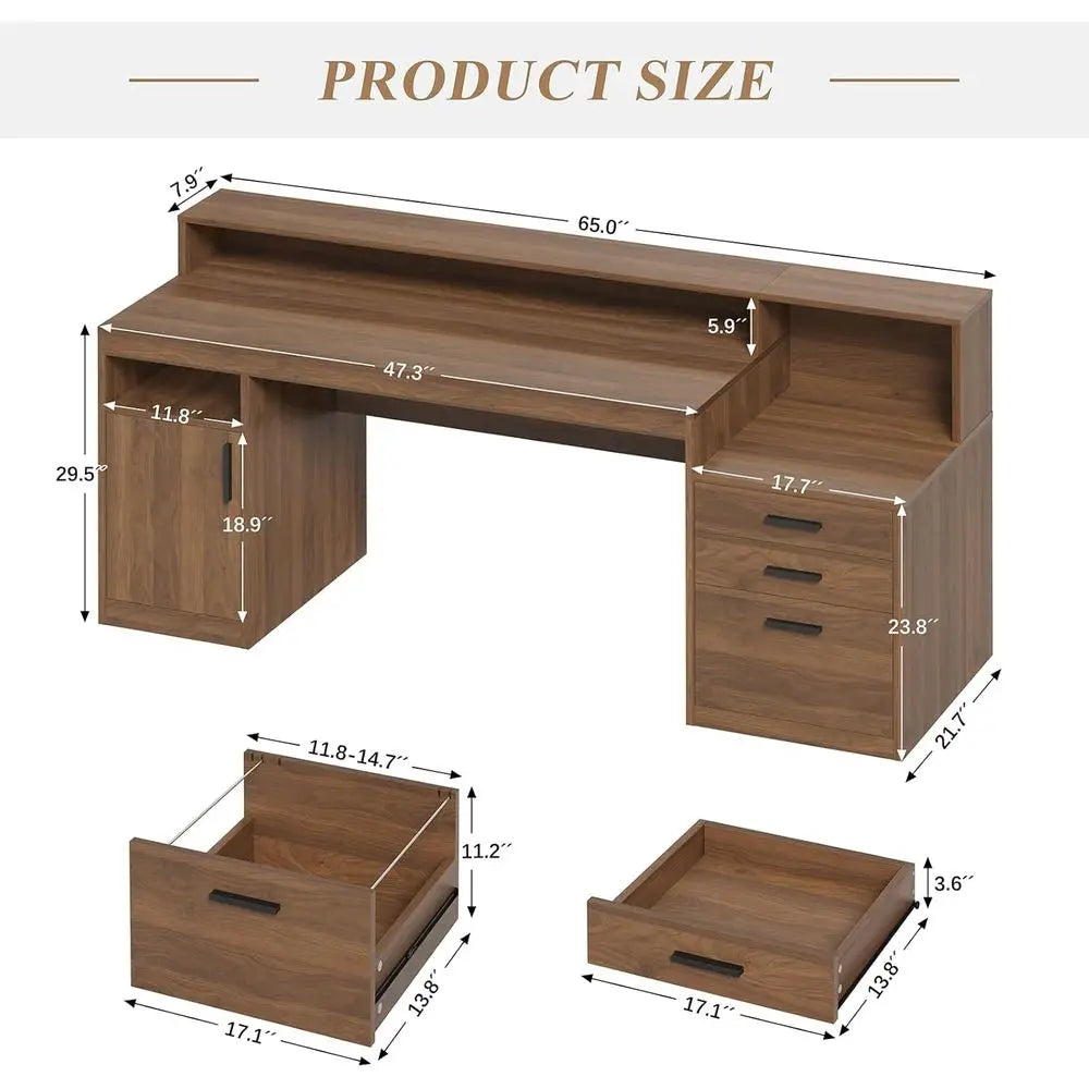 3-Drawer Home Office Desk