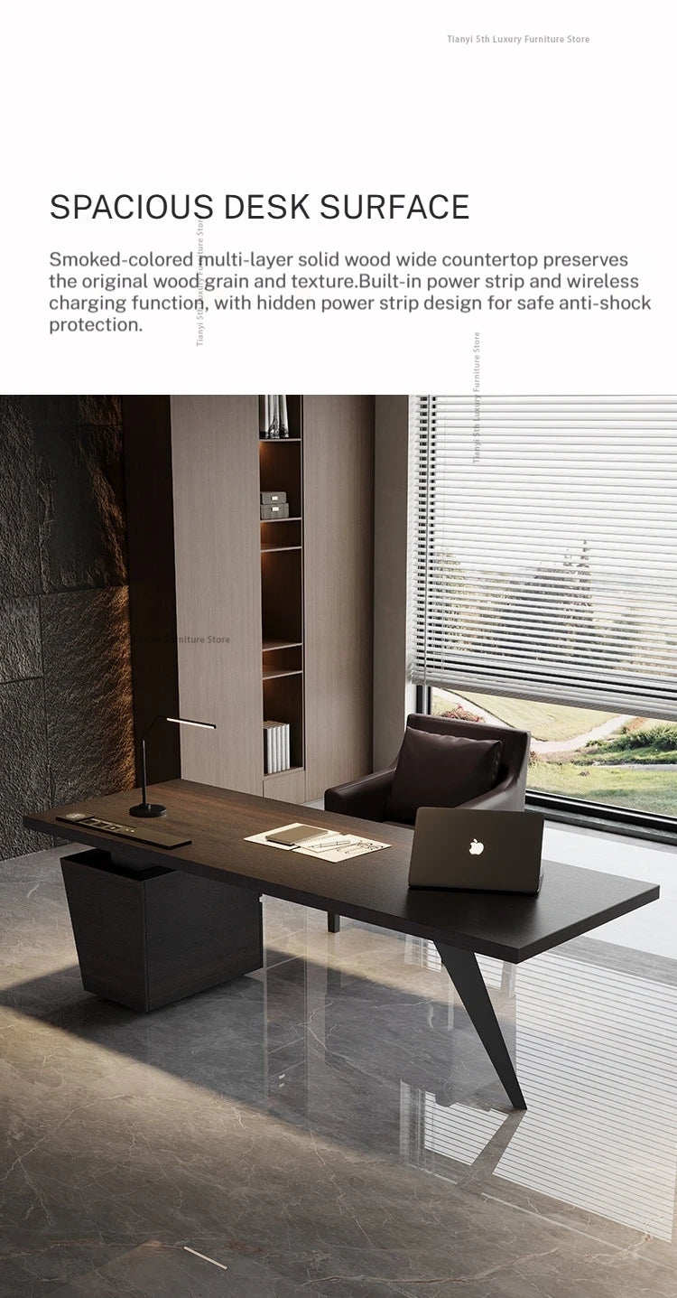 Milano Italian Minimalist Solid Wood Office Desk