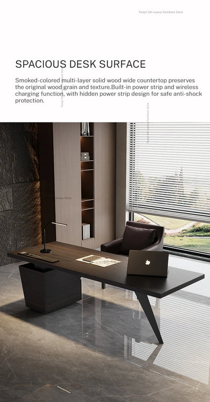 Milano Italian Minimalist Solid Wood Office Desk