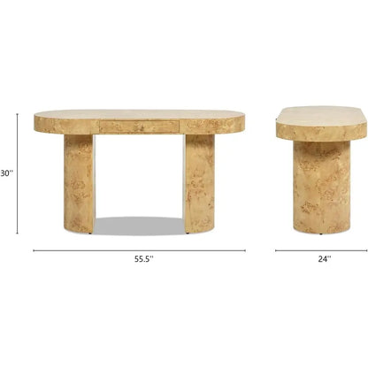 Burl Wood Oval Desk