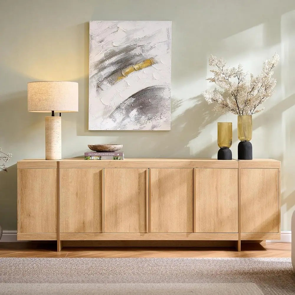 Handle-Free Oak TV Stand