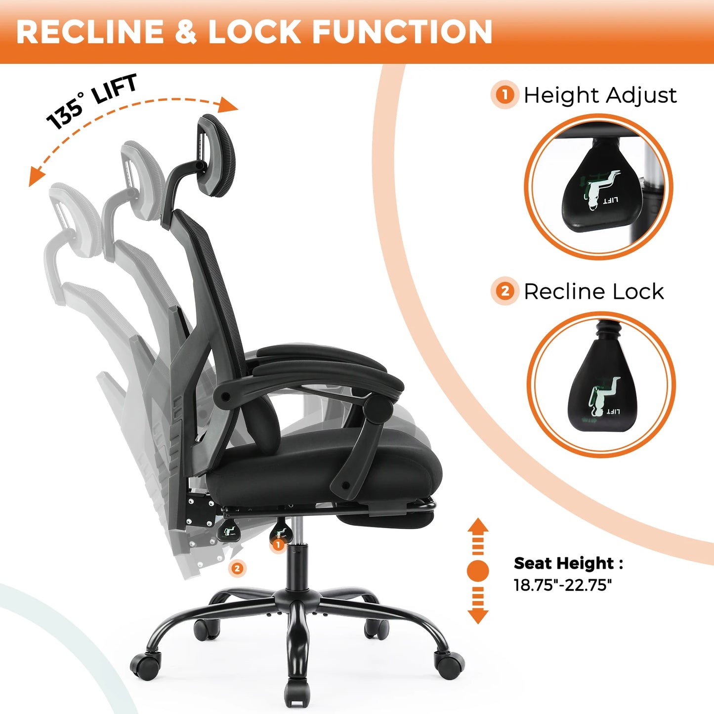 Tall Reclining Ergonomic Office Chair