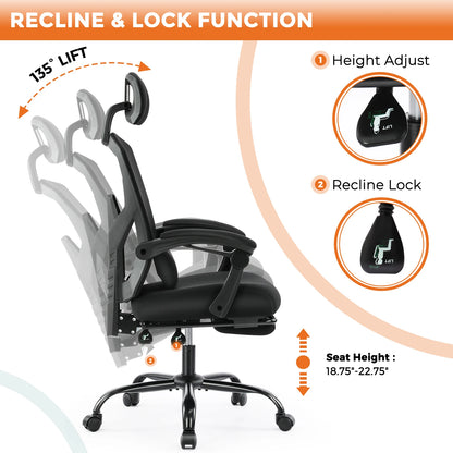 Tall Reclining Ergonomic Office Chair