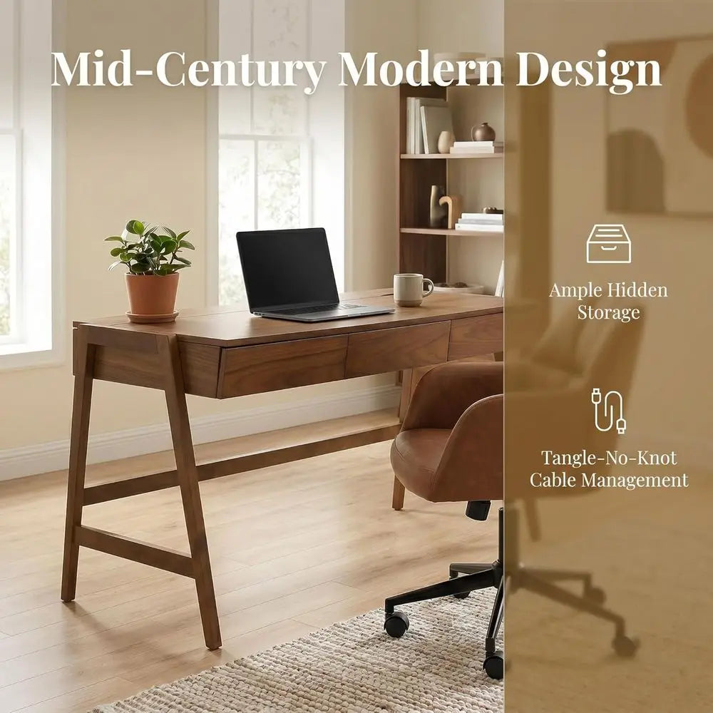Walnut Writing Desk with Drawers