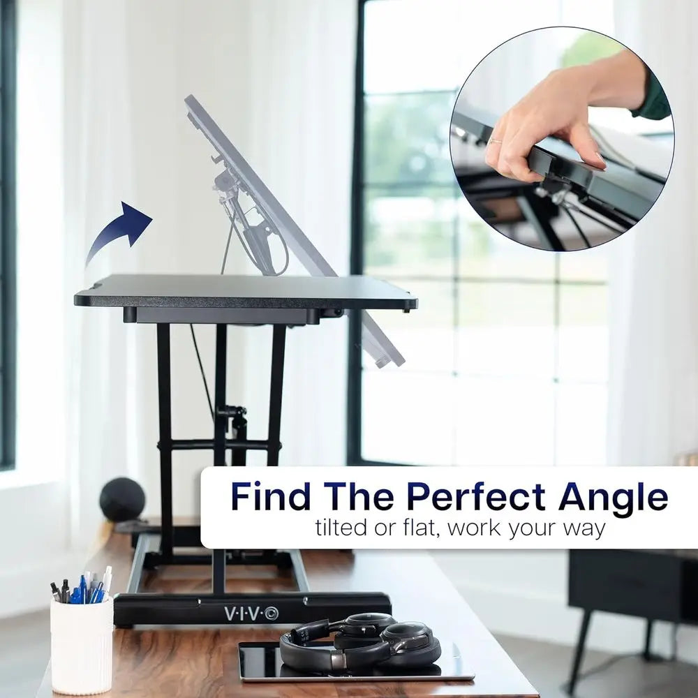 Adjustable Standing Desk Riser with Tilting Work Surface