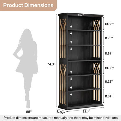 Ashcroft 6-Tier Bookcase with Adjustable Shelves & Storage Cabinet