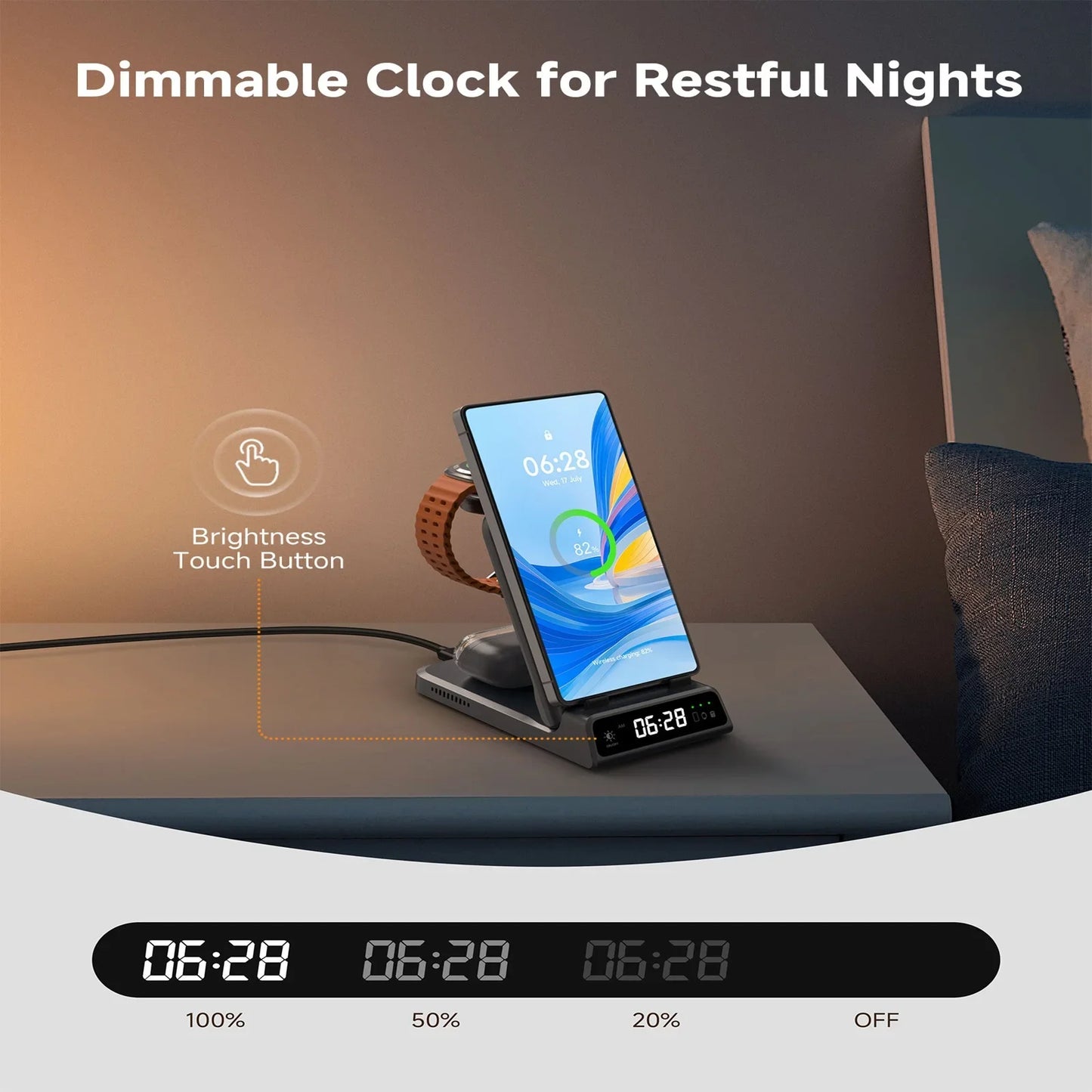 ChronoCharge Foldable 3-in-1 Wireless Charging Station