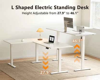 White L-Shaped Standing Desk