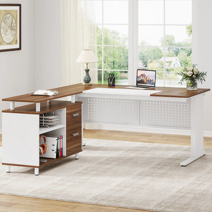 Parkview L-Shaped Executive Desk with Storage Cabinet & File Drawer