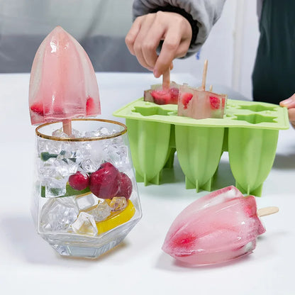 6-Cavity Silicone Popsicle Molds & Sticks