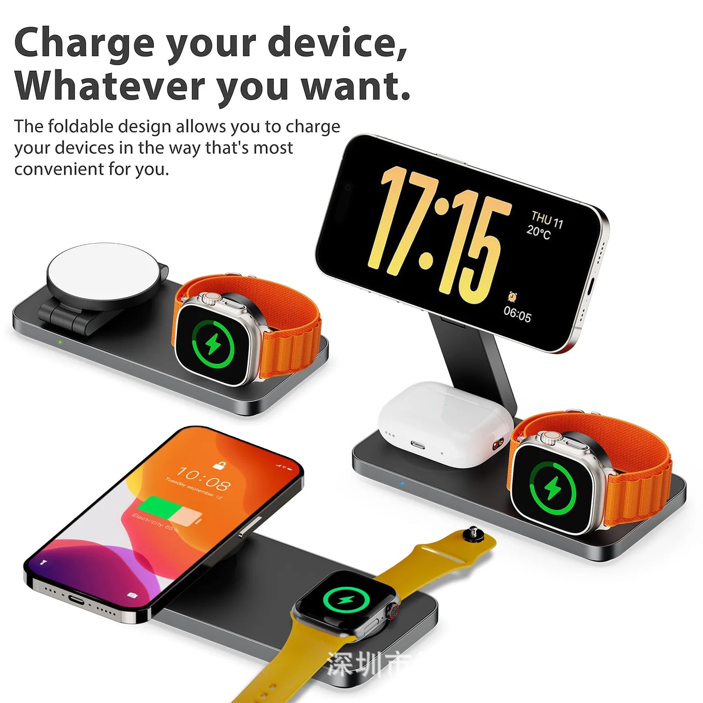 FoldCharge Pro 3-in-1 Magnetic Wireless Charging Station