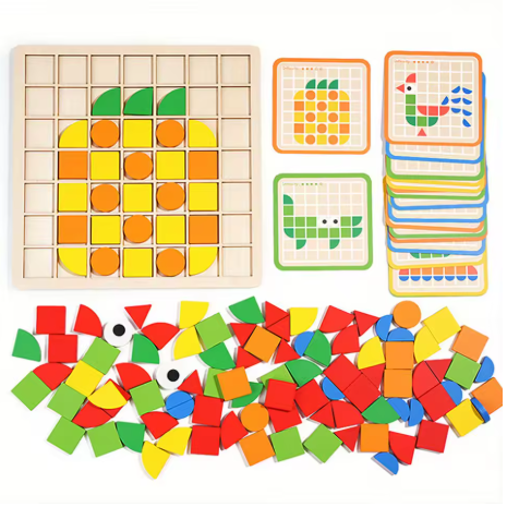 Montessori Wooden Mosaic Puzzle for Kids