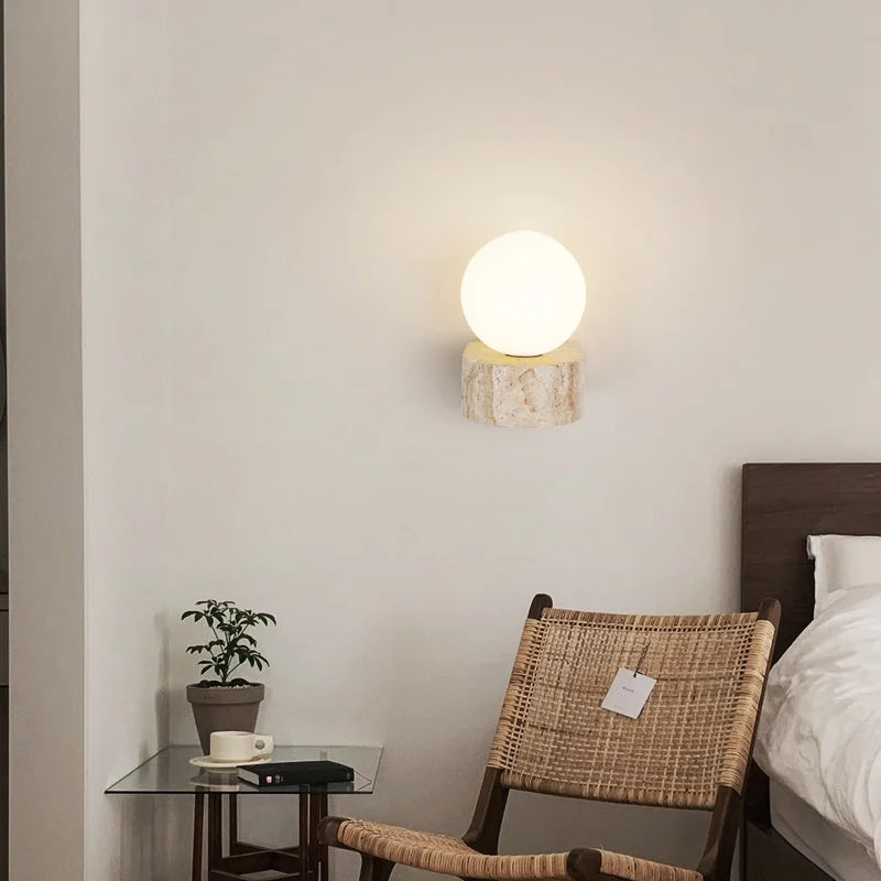 Travertine Wall Sconce: Uniquely Veined Stone