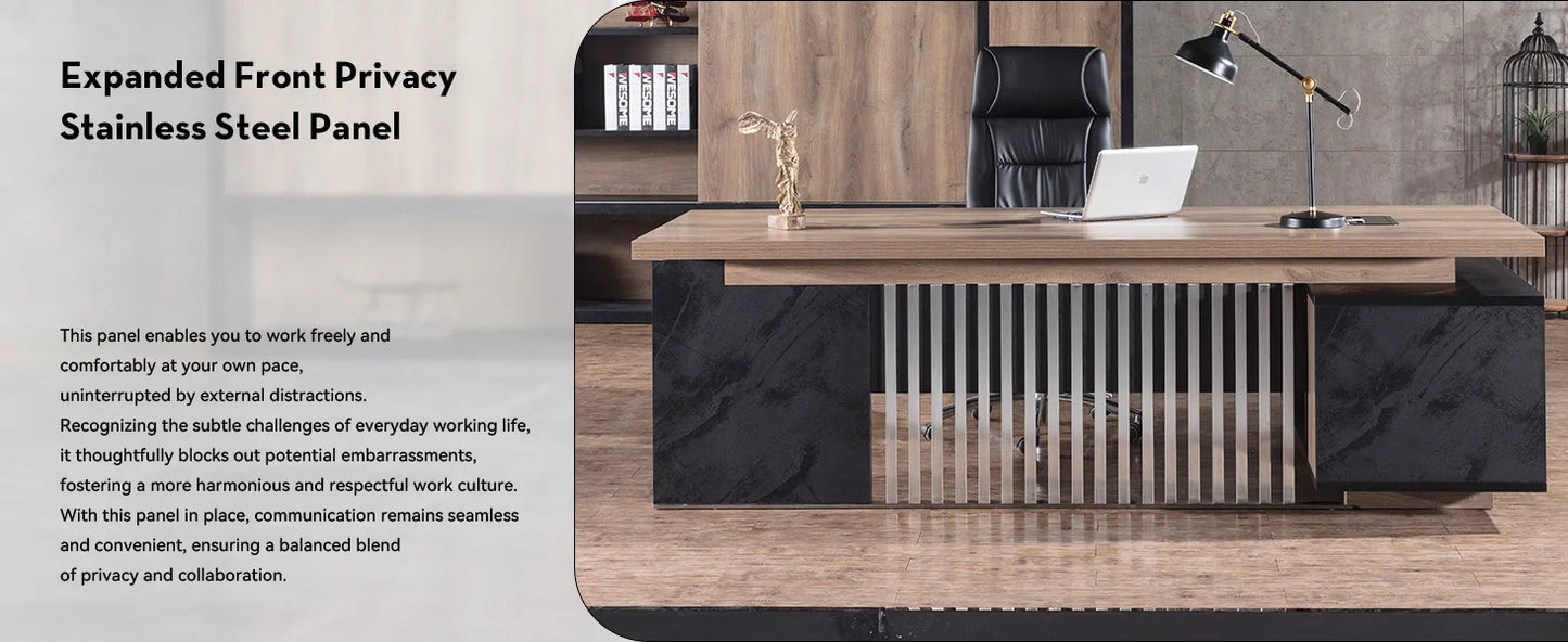 The Sovereign Grand Executive Office Desk with Integrated Storage Cabinet