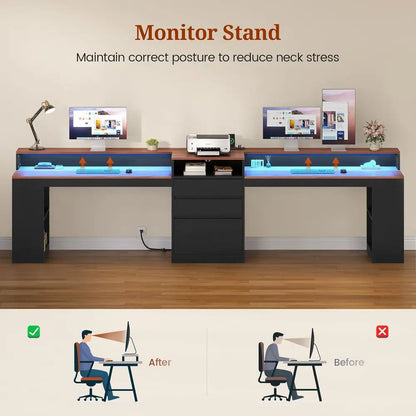 Dual-Person LED Computer Desk
