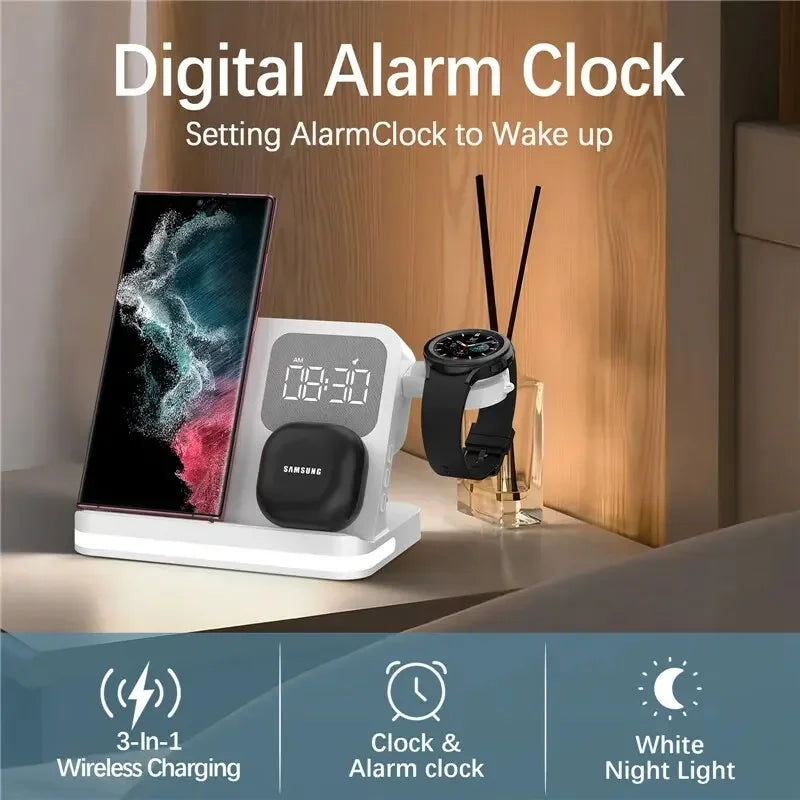 AuraCharge Pro 6-in-1 Wireless Charging Station with LED Clock