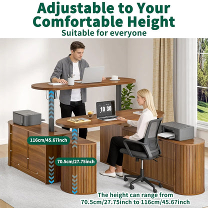 Ashton Mid-Century Electric L-Shaped Standing Desk
