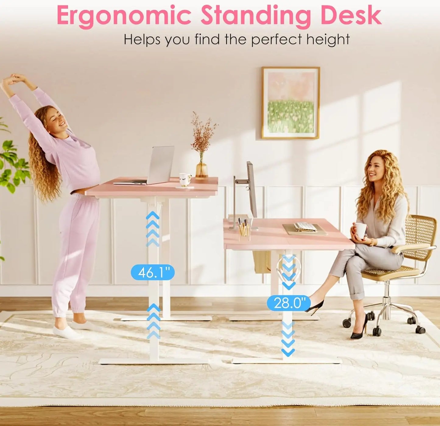Rosalind Blush Standing Desk