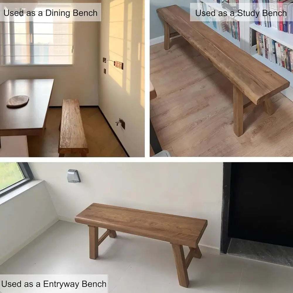 Solid Elm Entryway Bench