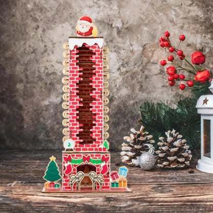 Wooden Fireplace Advent Calendar | Santa Tabletop Christmas Countdown