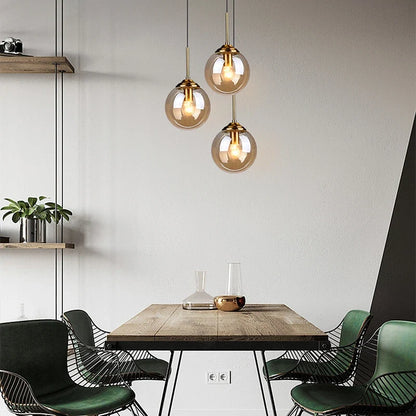 Amber, Clear & Smoke Grey Glass Pendant Light
