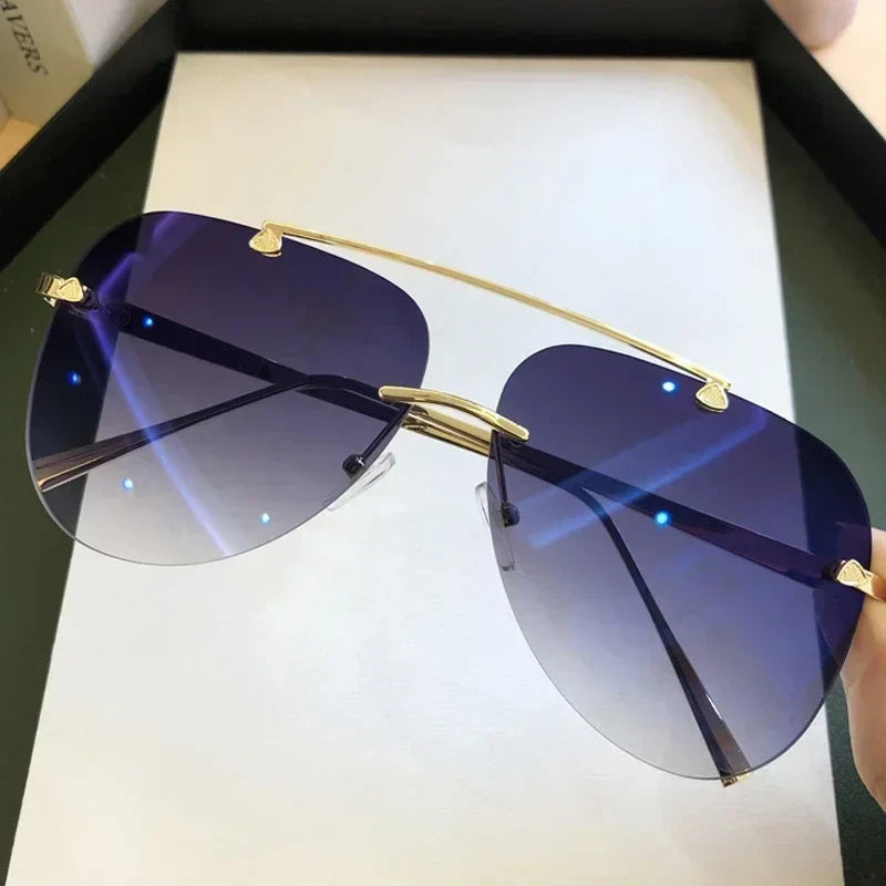 UV-Protective Rimless Aviator Sunglasses