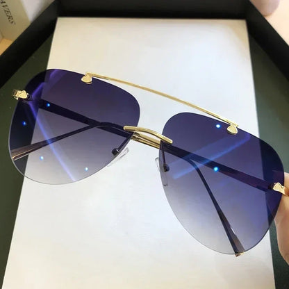 UV-Protective Rimless Aviator Sunglasses