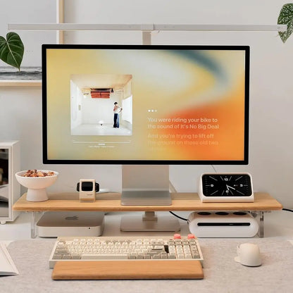 Bamboo & Acrylic Monitor Stand Riser for Desk