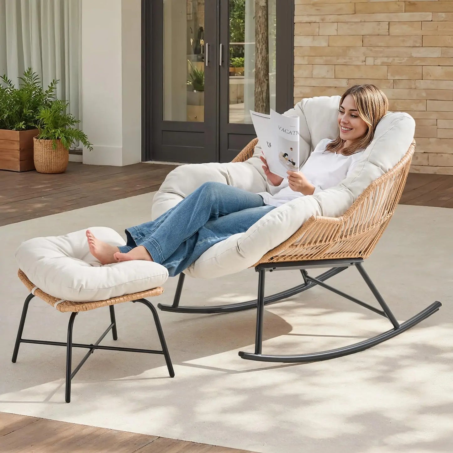 Meridian Rattan Papasan Rocker