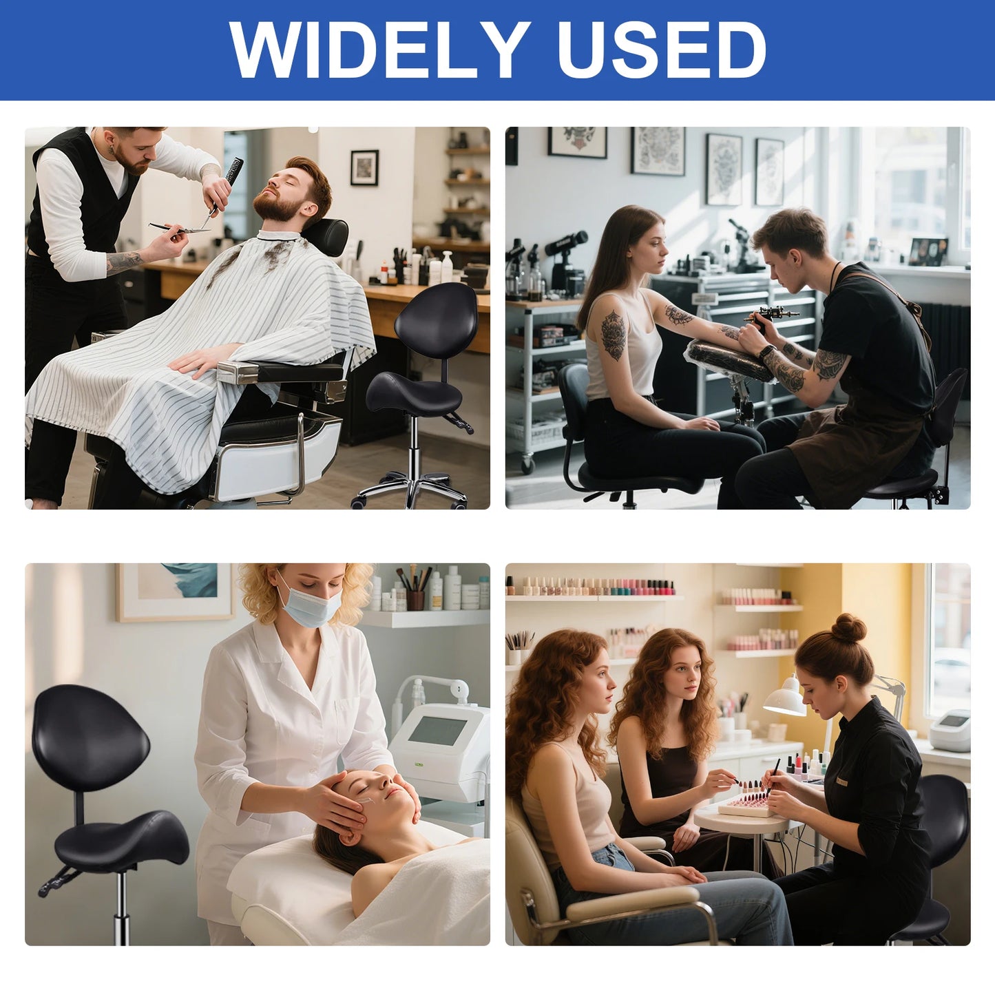 Rolling Saddle Chair with Backrest