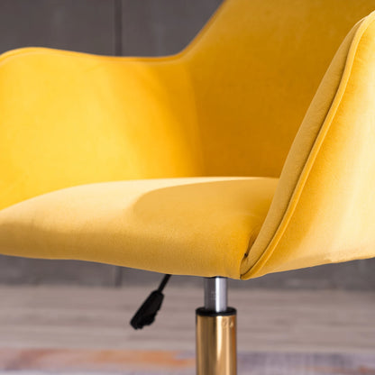 Yellow Velvet Swivel Office Chair