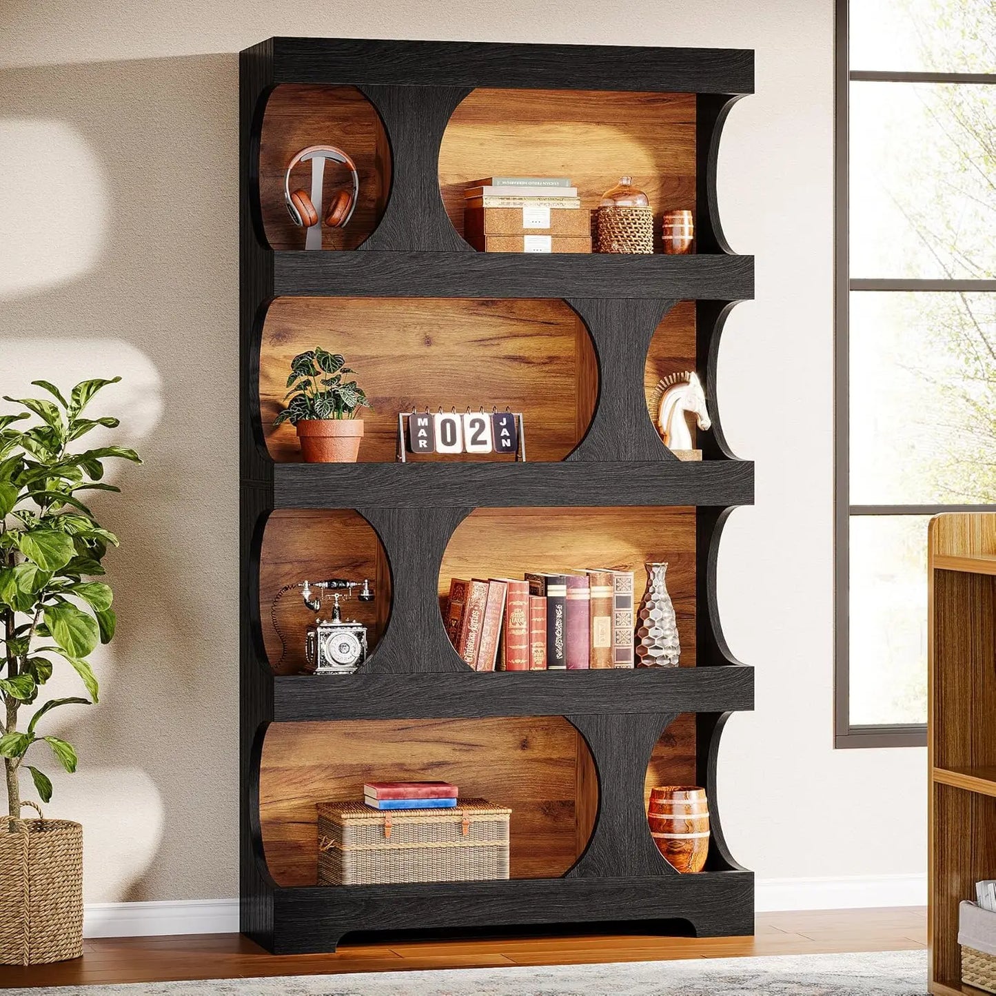 Ravenport 4-Tier Bookcase with Open Display Shelves