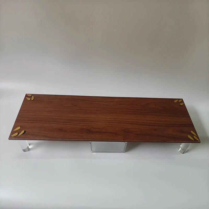 Modern Walnut Monitor Stand with Acrylic Legs