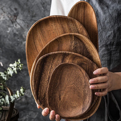 5-Pc Acacia Wood Oval Serving Trays