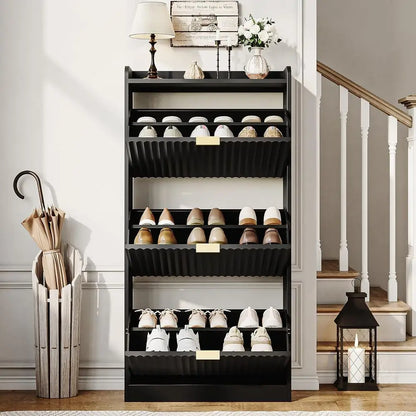 Black 3-Tier Shoe Rack