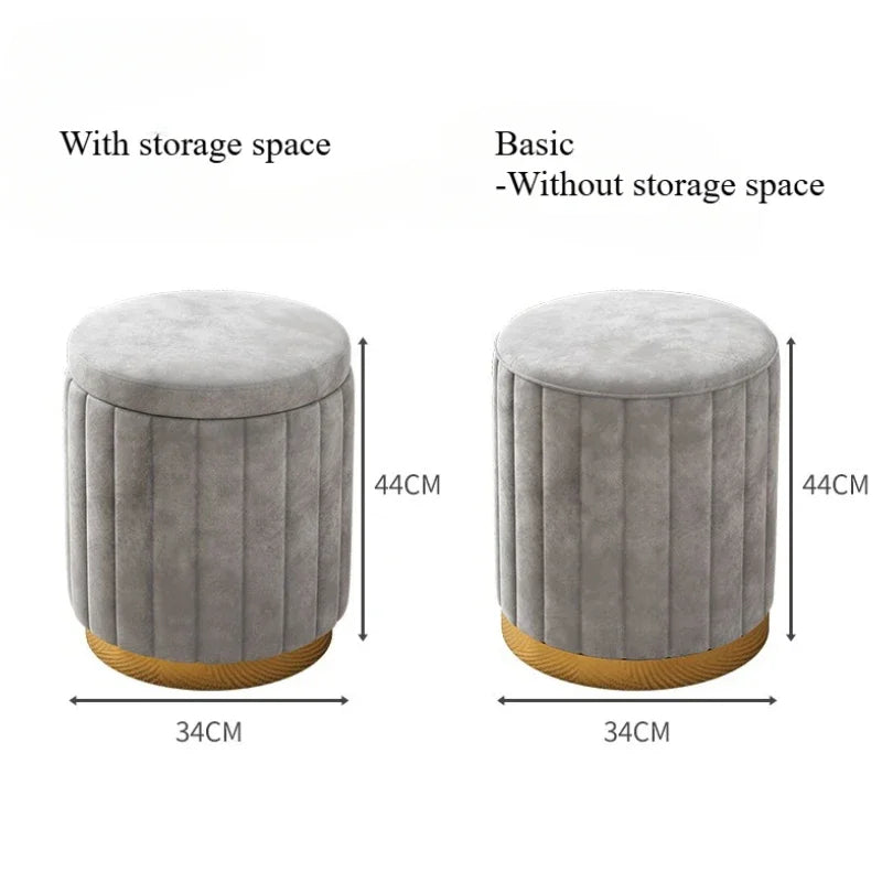 Round Storage Ottoman Stool