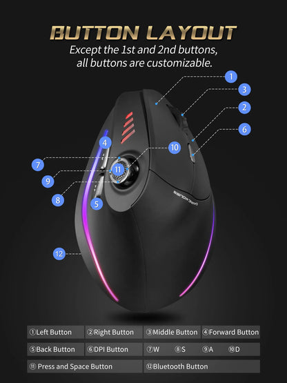 ZELOTES F18 Vertical Wireless Mouse