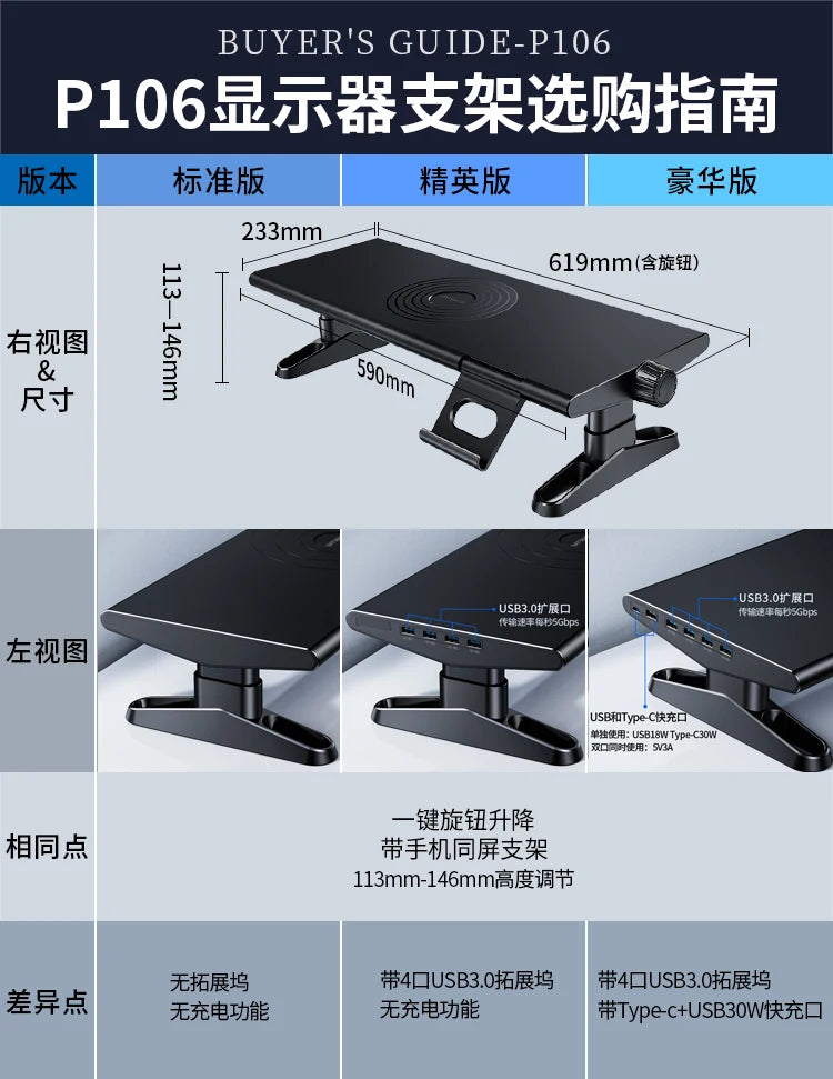 Adjustable Multi-Layer Monitor Riser