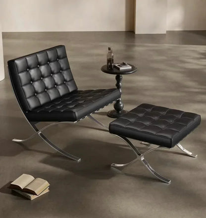 Barcelona-Style Leather Lounge Chair
