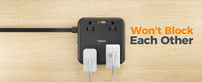 TESSAN Flat Plug Power Strip