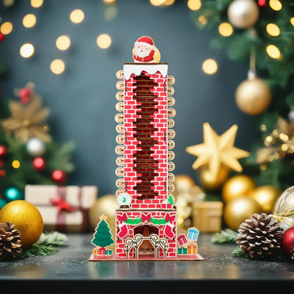 Wooden Fireplace Advent Calendar | Santa Tabletop Christmas Countdown