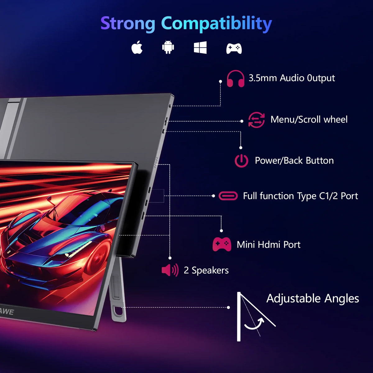 16" 120Hz Portable Monitor 1920x1200 HDR